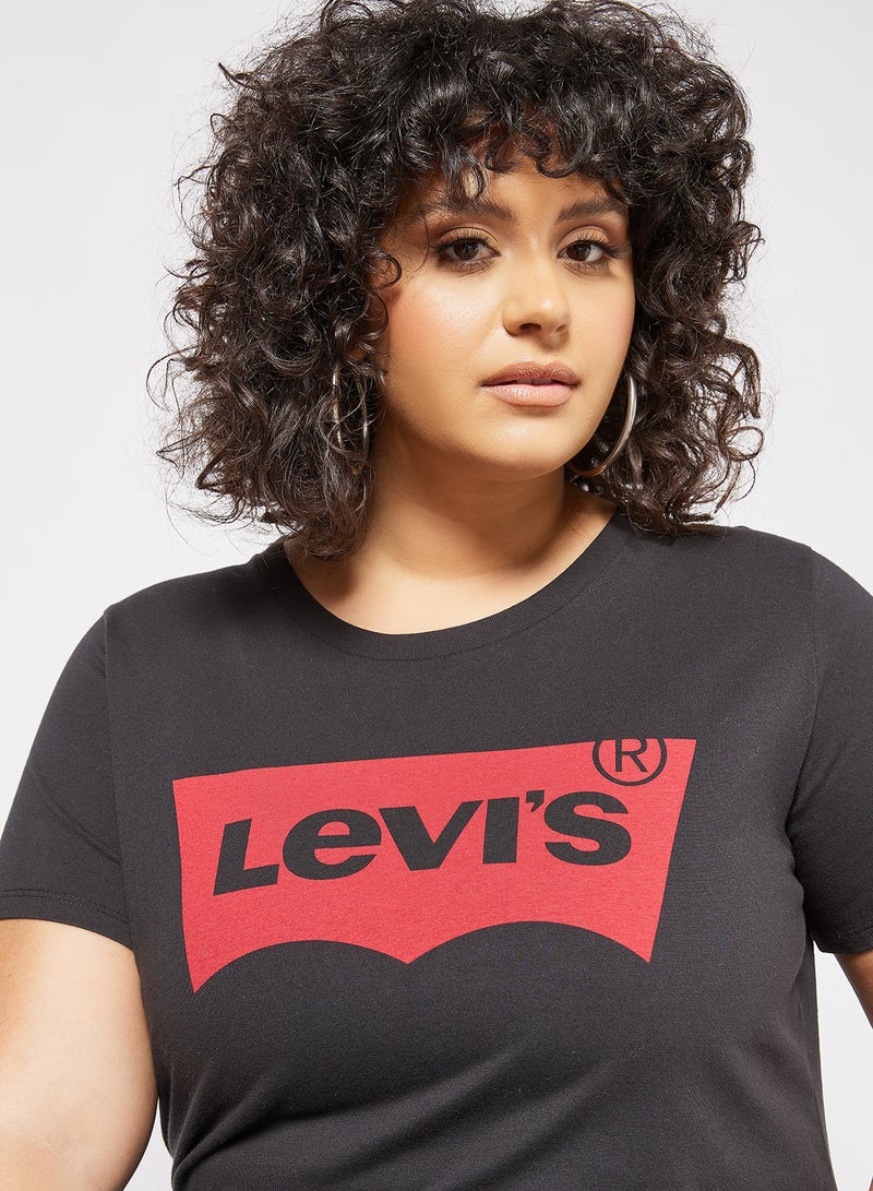Plus Size Batwing Logo T-Shirt Black