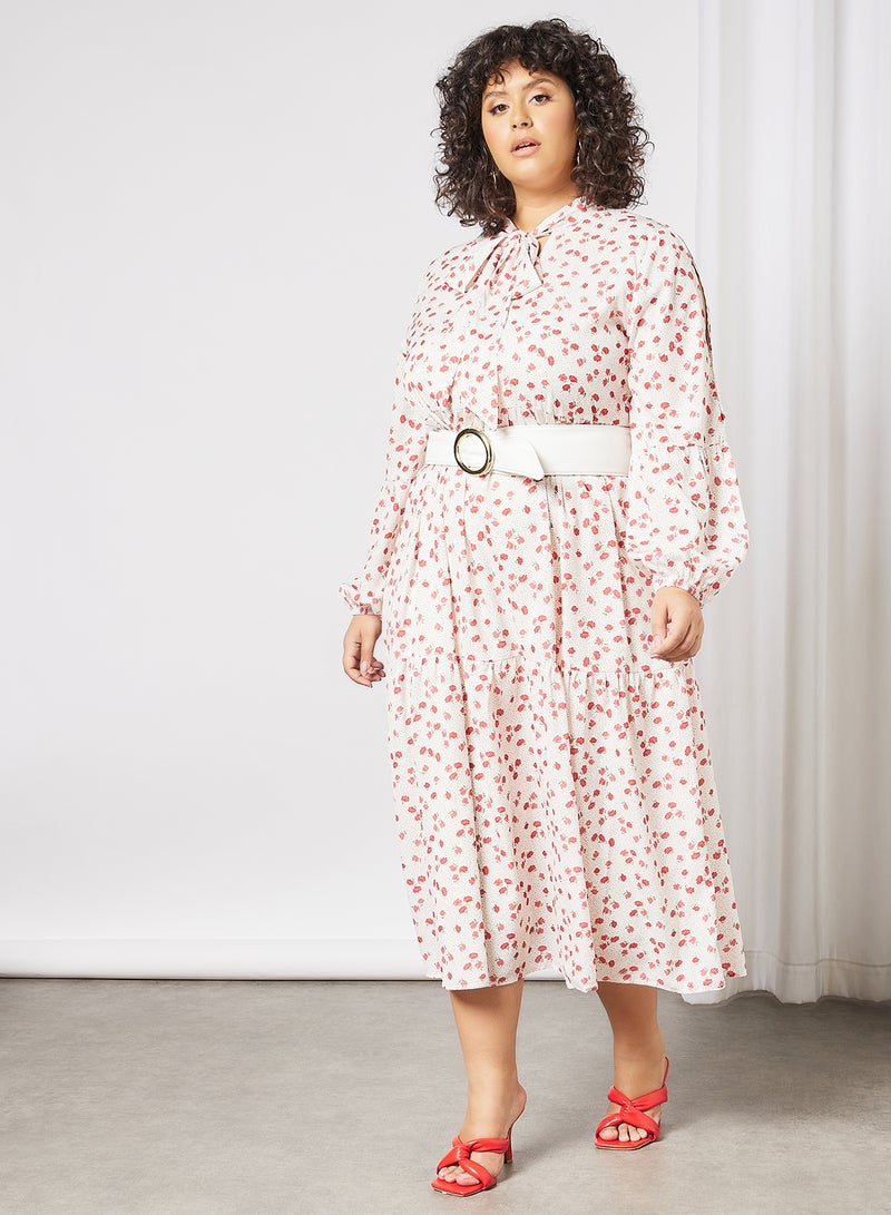 LOST INK - Plus Size Floral Print Maxi Dress White - Image 1