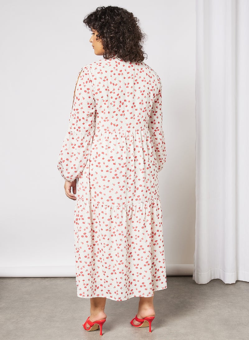 LOST INK - Plus Size Floral Print Maxi Dress White - Image 1
