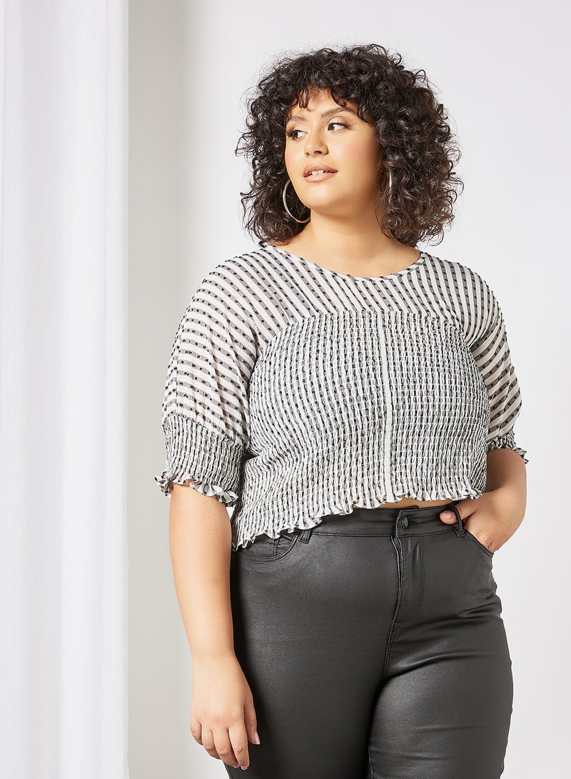 LOST INK - Plus Size Shirred Crop Top Black - Image 1