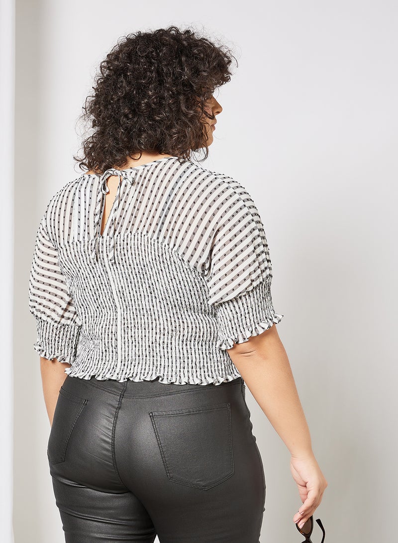 LOST INK - Plus Size Shirred Crop Top Black - Image 1