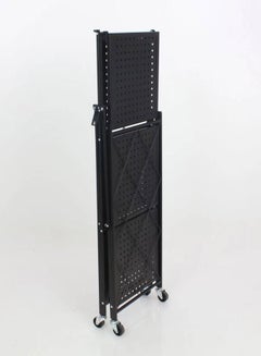 Home Time Foldable Storage Rack 3 Layers With Wheels Black 34x71x85cm  - Image 4