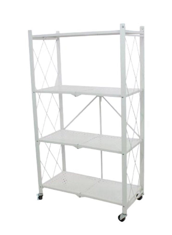 Home Time 4-Layered Foldable Storage Rack With Wheels White 34x71x124cm - Image 1
