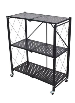 Foldable Storage Rack 3 Layers With Wheels Black 34x71x85cm - v1636288254/N51735086A_1