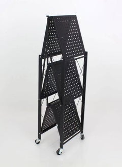 Home Time Foldable Storage Rack 3 Layers With Wheels Black 34x71x85cm  - Image 3
