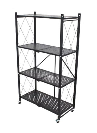 4-Layered Foldable Storage Rack With Wheels Black 34x71x124cm - v1636288254/N51735087A_1