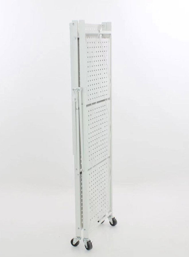Home Time 4-Layered Foldable Storage Rack With Wheels White 34x71x124cm - Image 4