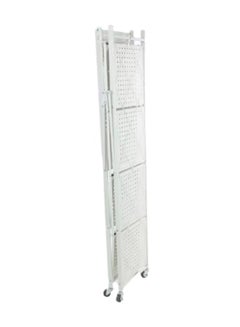 Home Time 5-Layered Foldable Storage Rack With Wheels White 34x71x160cm  - Image 5