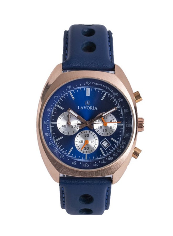 LAVORIA Men's Leather Analog Watch 