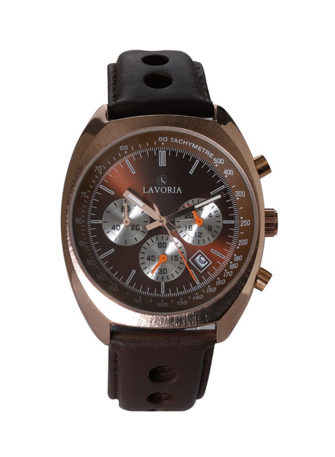LAVORIA Men's Leather Analog Watch 
