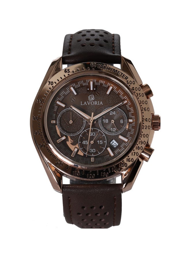 LAVORIA Men's Leather Analog Watch 