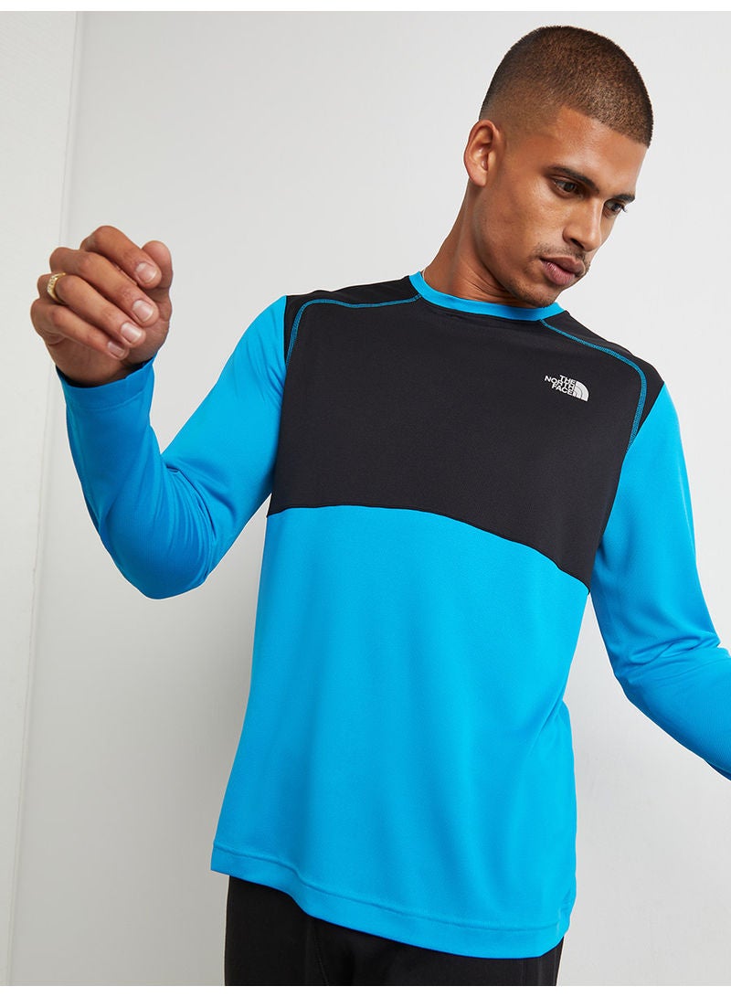 THE NORTH FACE Quest Long Sleeves Colour Blocked T-Shirt Blue/Black - Image 3