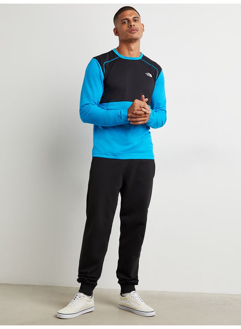 THE NORTH FACE Quest Long Sleeves Colour Blocked T-Shirt Blue/Black - Image 1