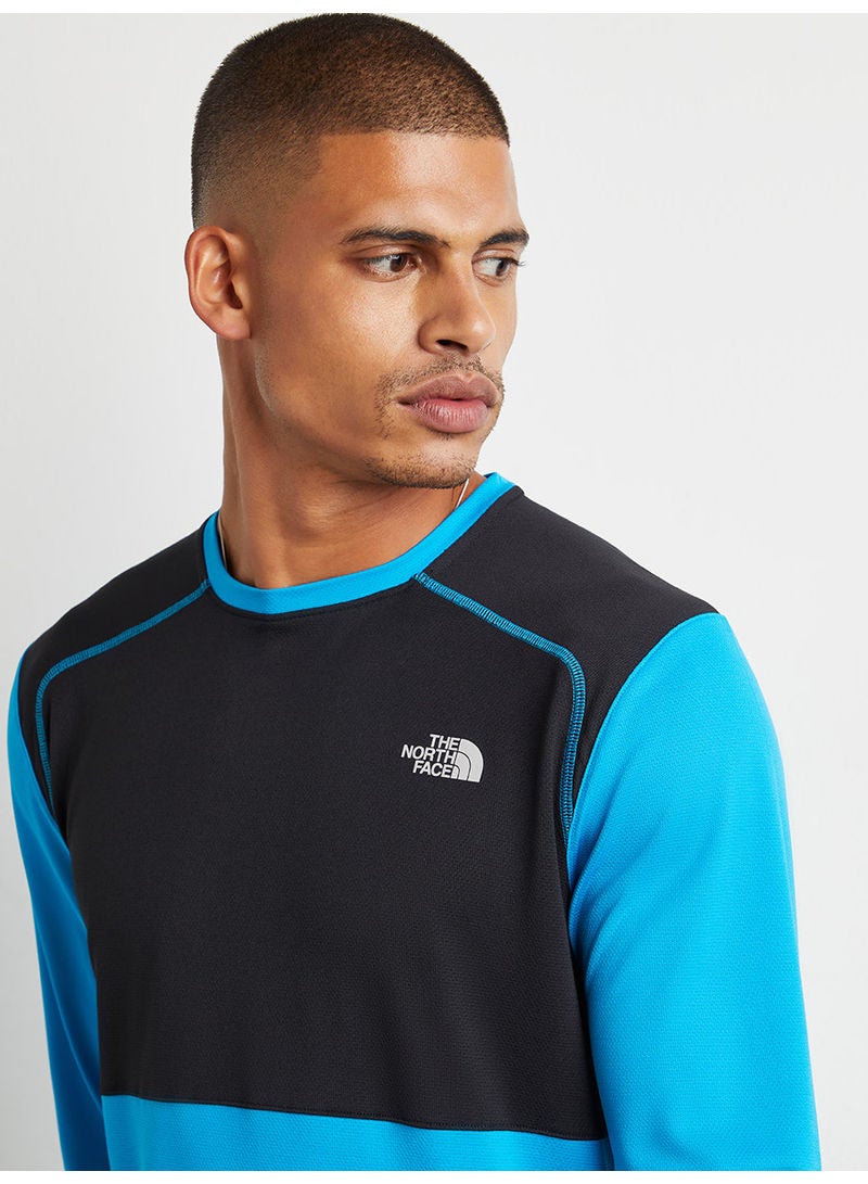 THE NORTH FACE Quest Long Sleeves Colour Blocked T-Shirt Blue/Black - Image 4
