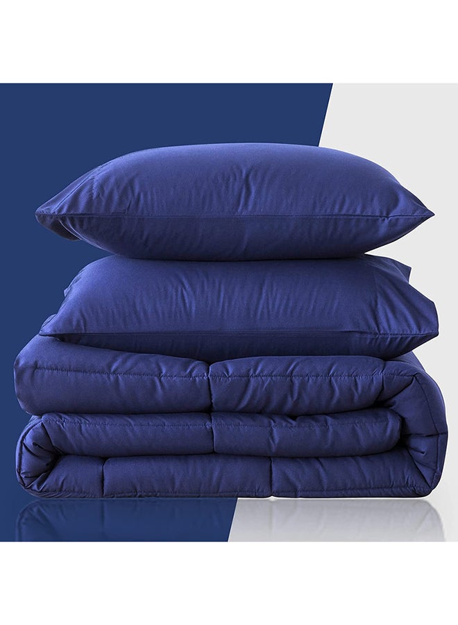 Moon - 4-Piece Compressed Comforter Set Single Size Microfiber Navy 210x160cm - Image 1