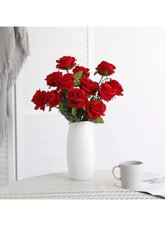 ALJUNAIFI - Decorative Bundle Of Artificial Roses Damask Red/Green 7cm - Image 1