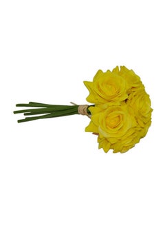 ALJUNAIFI Bundle Of Artificial Flowers Yellow Damask Rose 7centimeter  - Image 1