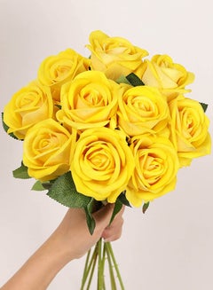 ALJUNAIFI Bundle Of Artificial Flowers Yellow Damask Rose 7centimeter  - Image 2