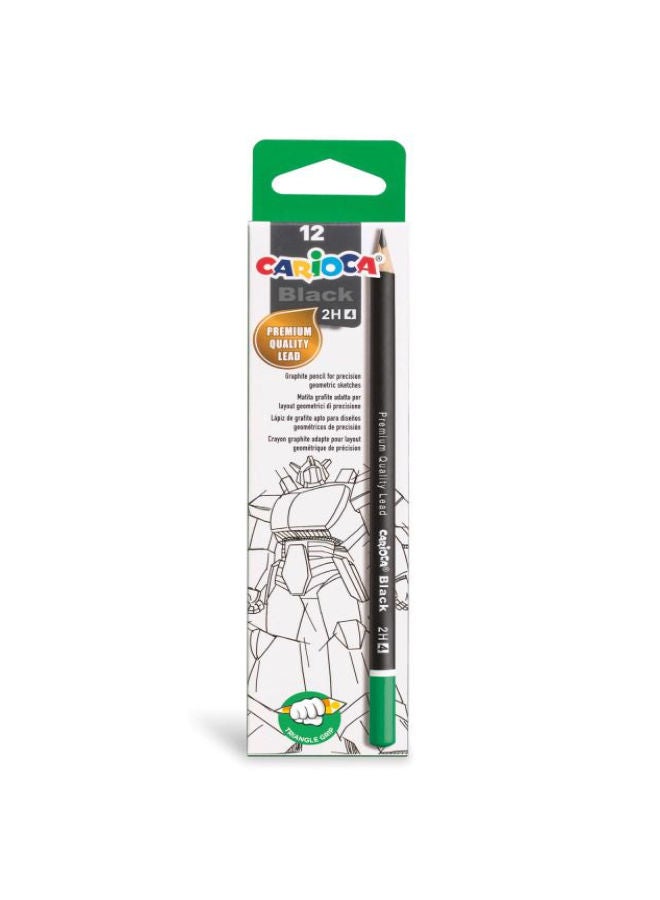 carioca Graphite Pencils 2H - 12 Pcs Black - Image 1