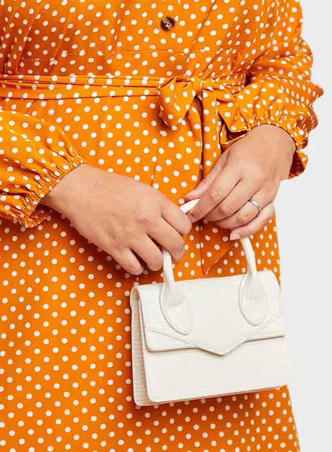 Closet By Styli Plus Size Polka Dot Printed A-Line Midi Dress Mustard