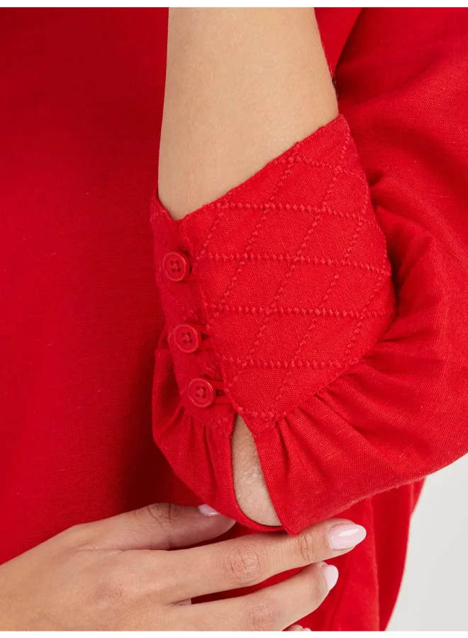 Closet By Styli Three-Quarter Sleeve Top Red