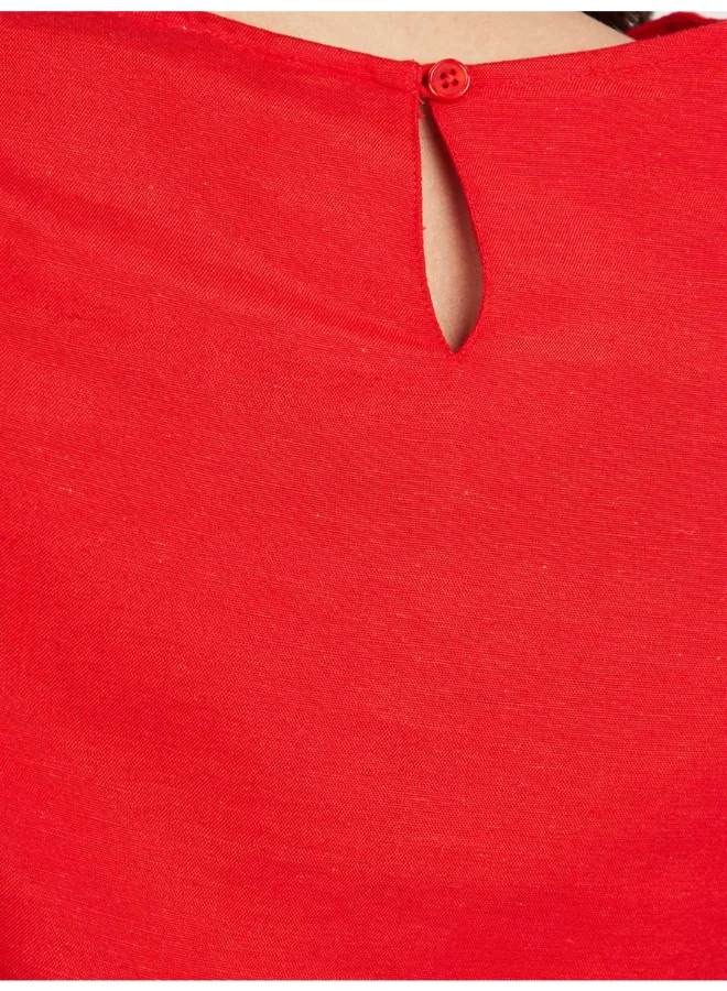 Closet By Styli Three-Quarter Sleeve Top Red