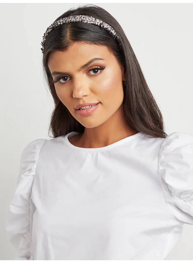 Closet By Styli Gathered Puff Sleeve Top White