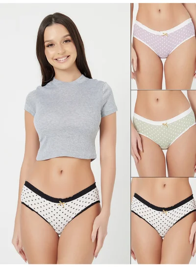 Closet By Styli 3 Pack Polka Dot Printed Lingerie Bottoms Multicolour