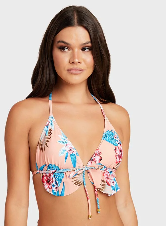 Closet By Styli Hawaiian Floral Ruffle Hem Bikini Set Multicolour