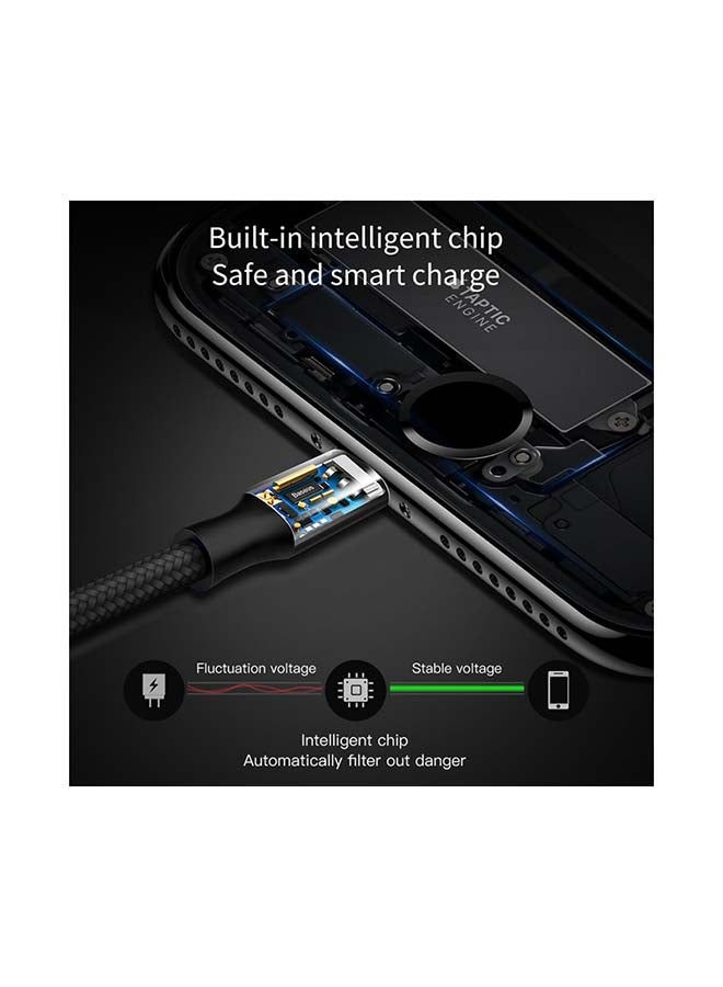 Baseus - 3-in-1 Charging Cable 120cm, Premium Nylon Braided Multiple USB Fast Charging Cord Type C/Micro USB and Lightning for iPhone, Galaxy, Tablets and many more Black - Image 1