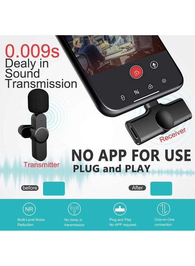 Arabest - Type C Wireless Lavalier Microphone Black - Image 1