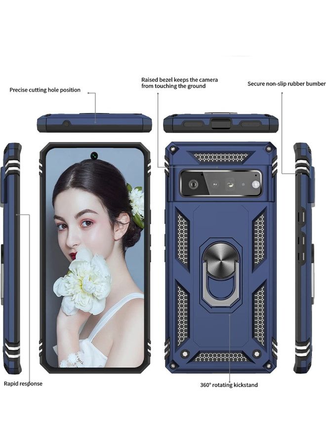 Rock Pow Google Pixel 6 Pro Case With Ring Kickstand blue - Image 3