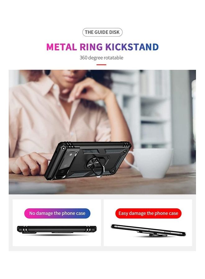 Rock Pow Google Pixel 6 Case With HD Screen Protectors Ring Holder Kickstand Black  - Image 3