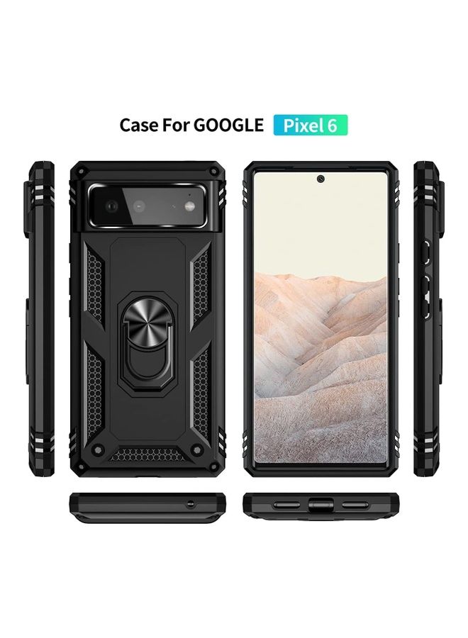 Rock Pow Google Pixel 6 Case With HD Screen Protectors Ring Holder Kickstand Black  - Image 5