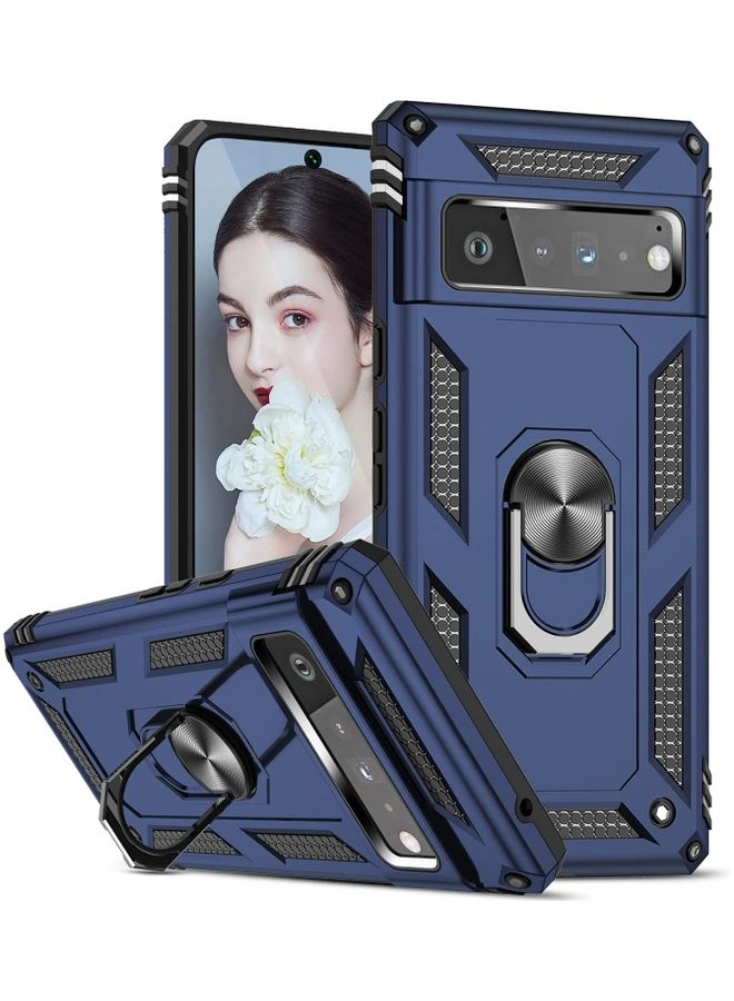Rock Pow Google Pixel 6 Pro Case With Ring Kickstand blue - Image 1