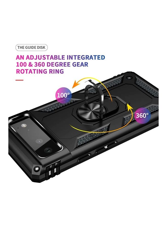 Rock Pow Google Pixel 6 Case With HD Screen Protectors Ring Holder Kickstand Black  - Image 4