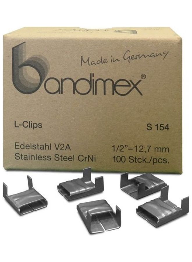 Bandimex 100-Piece Light Duty L-Clips Silver 1/2"inch  - Image 1