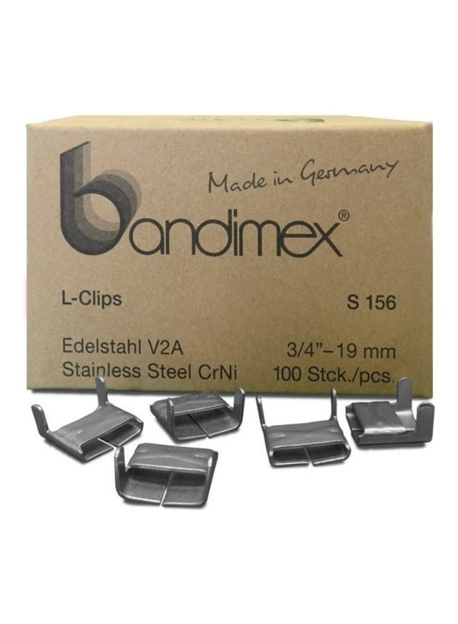 Bandimex 100-Piece Light Duty L-Clips Silver 3/4"inch  - Image 1