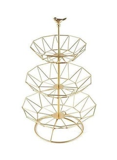 NuSense 3 Tier Metal Basket Decorative Modern Fruit Rack Gold 47cm  - Image 1