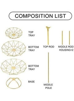 NuSense 3 Tier Metal Basket Decorative Modern Fruit Rack Gold 47cm  - Image 3