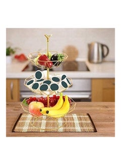 NuSense 3 Tier Metal Basket Decorative Modern Fruit Rack Gold 47cm  - Image 4