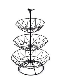 NuSense 3-Tier Metal Basket Decorative Modern Fruit Rack Black ‎31.2x31x10cm  - Image 1