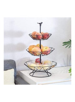 NuSense 3-Tier Metal Basket Decorative Modern Fruit Rack Black ‎31.2x31x10cm  - Image 2