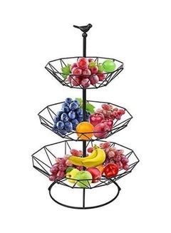NuSense 3-Tier Metal Basket Decorative Modern Fruit Rack Black ‎31.2x31x10cm  - Image 4