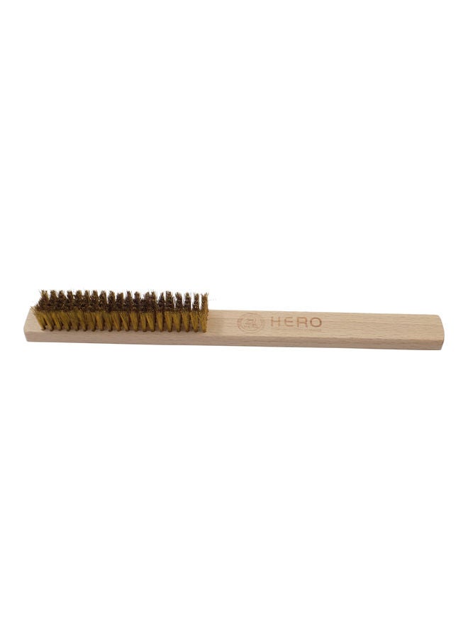 6-Row Brass Coated Hand Wire Brush Brown 10inch