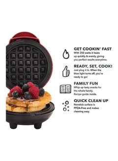 Cyber Mini Non Stick Waffle Maker 350.0 W WFM11 Red/Black  - Image 3