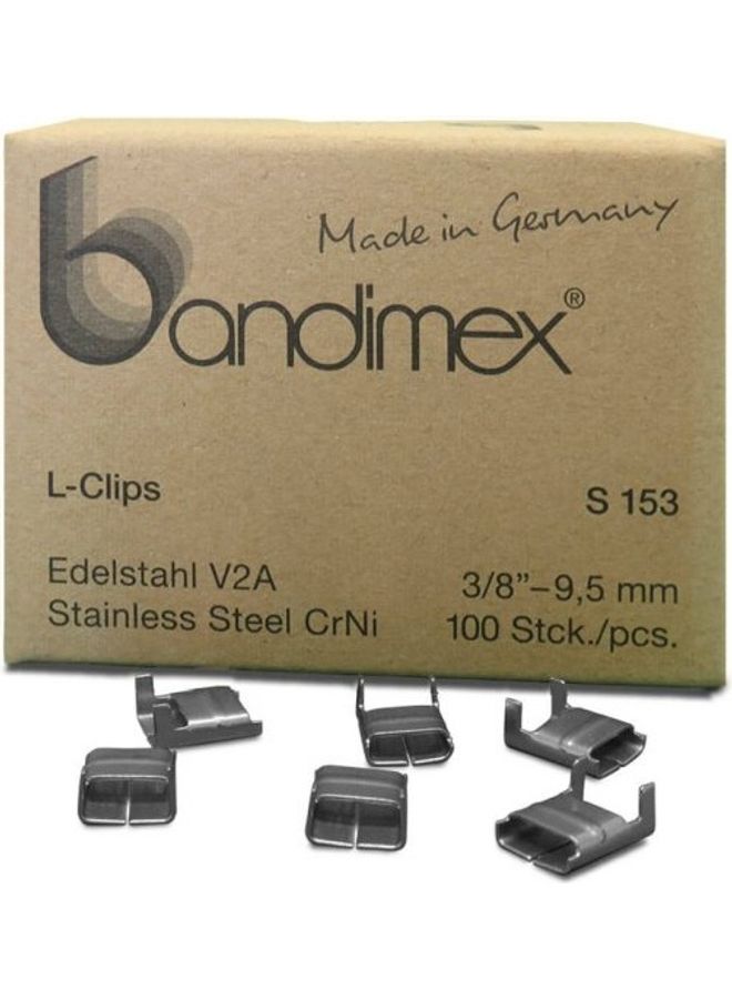 Bandimex 100-Piece  Light Duty L Clips Silver 3/8"inch 