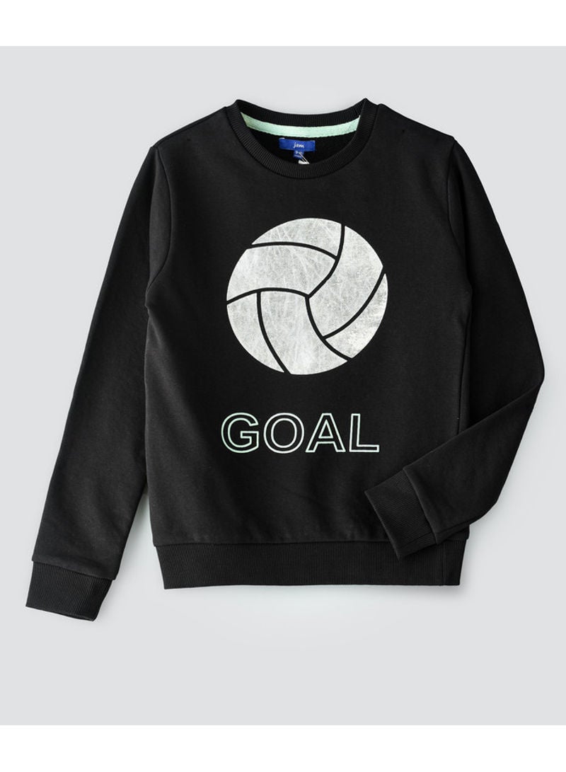 JAM Foil Print At Front Knit Sweatshirt Black  - Image 1