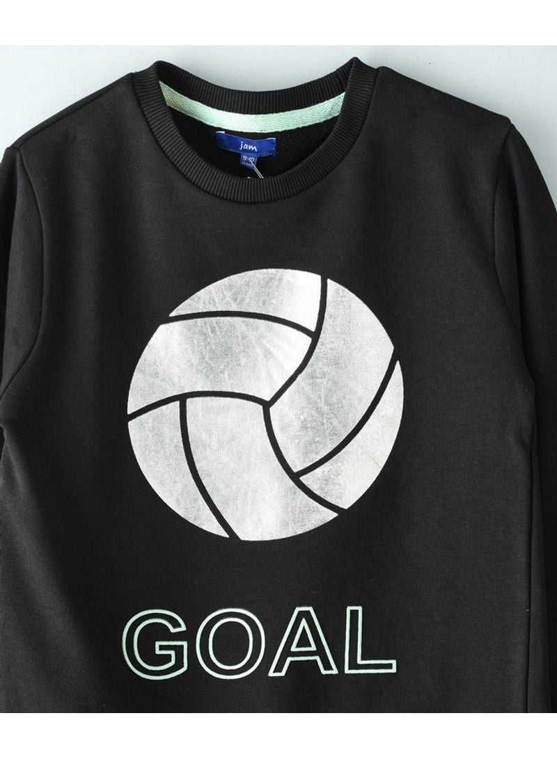JAM Foil Print At Front Knit Sweatshirt Black  - Image 3