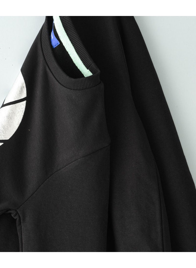 JAM Foil Print At Front Knit Sweatshirt Black  - Image 4